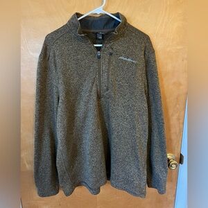 Eddie Bauer Charcoal and Taupe Quarter-Zip Sweater